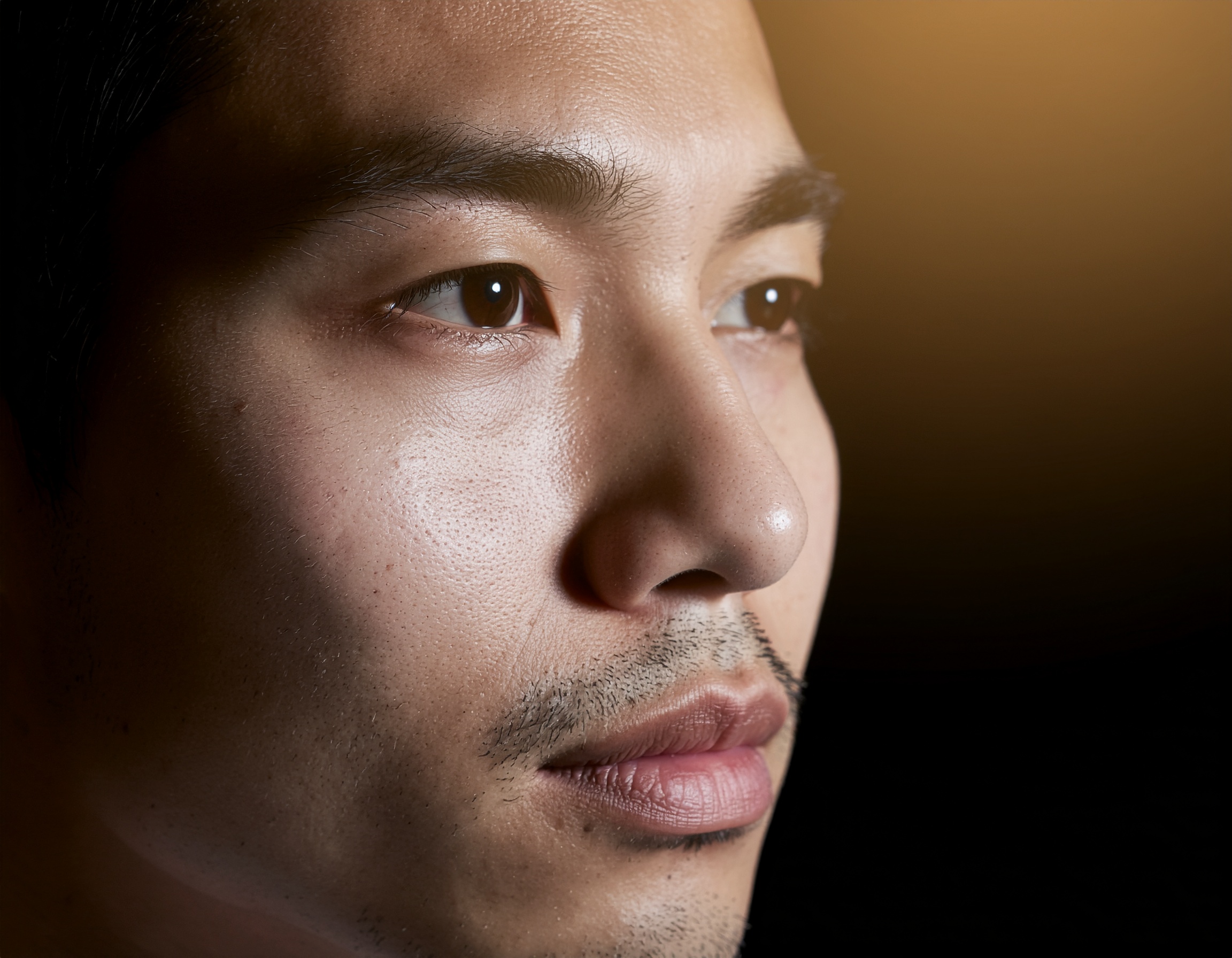 Close-Up of Male Face in Profile